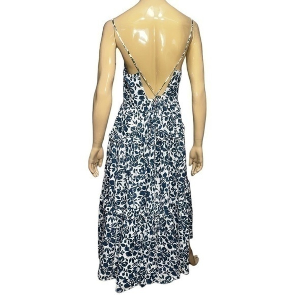 Cara Cara Women’s Size L Indigo Blue White Block Print Harbour Island Maxi Dress - Picture 4 of 9
